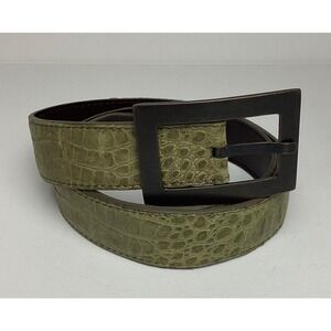 Carla Danelli Olive Green Croc Embossed Genuine Leather Belt Argentina Sz 95/38